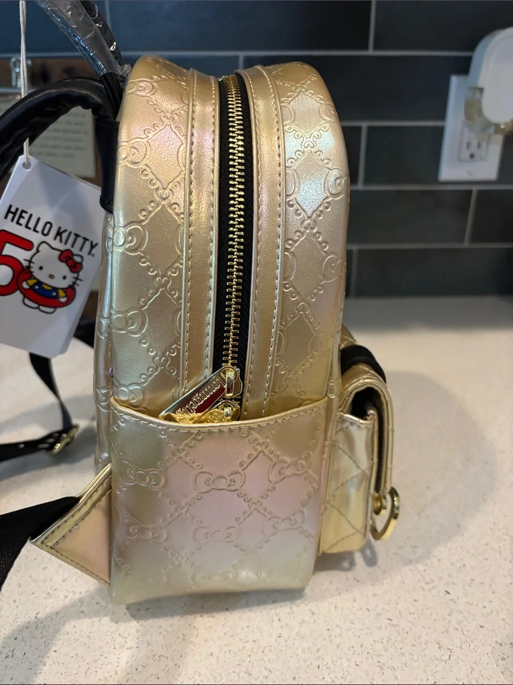 Loungefly Sanrio Hello Kitty Iridescent Gold Mini Backpack and Wallet Set NWT